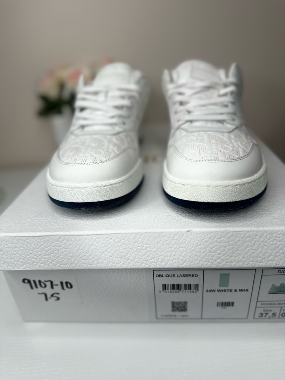 Christian Dior One Sneaker Oblique White Deep Blue Size 37.5 Authentic Luxury - Picture 9 of 16
